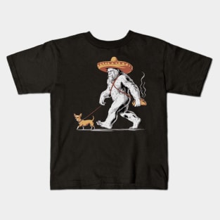 Bigfoot Sasquatch Taco Chihuahua Funny Cinco De Mayo Mexican Kids T-Shirt